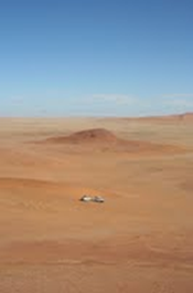 Research vehicles out in the Namib Desert.