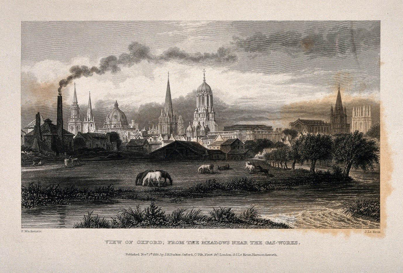 City of Oxford; from the gas works and meadows. Line engravi Wellcome V0014228