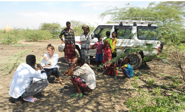 Catherine conducting interviews in Gola, Fentale district, Ethiopia in May 2018.
