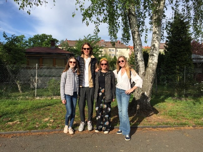 The Brasenose geographers (Eleanor, Leonard, Sarah, and Larissa) on a fieldtrip to Berlin in Second Year
