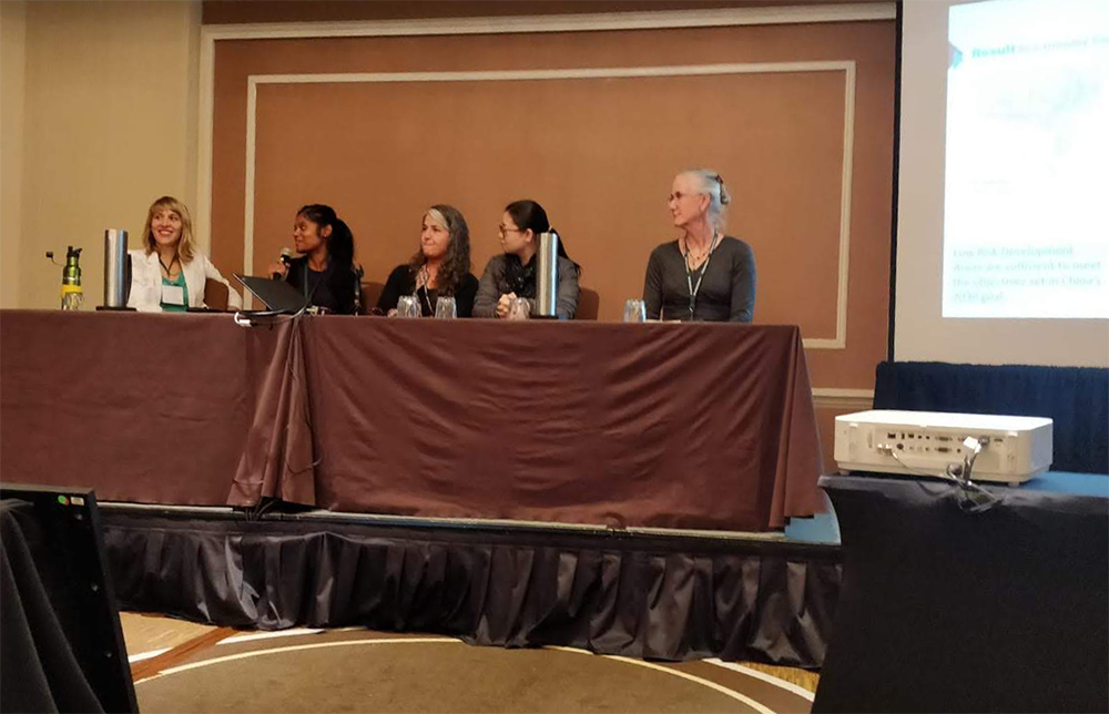 Trisha participating in a Q & A session with other women at the Global Science Gathering 2018 in Houston Texas, a professional conference at her previous job at The Nature Conservancy, an international environmental non-profit headquartered in Washington D.C.