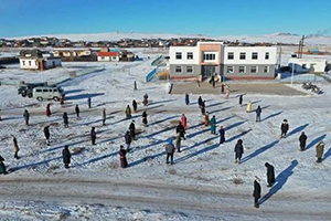 Waiting for a Covid test in Mongolia.