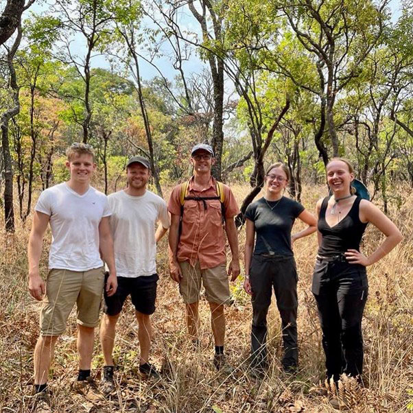 Oxford team in the Democratic Republic of Congo: Left to right: Chris Edmunds (second year SoGE undergraduate), Dr Callum Munday (DRYCAB postdoc), Dr Sebastian Engelstaedter (SoGE staff), Kitty Attwood (SoGE graduate 2022, now Oxford DTP), Alice Jardine (second year SoGE undergraduate)