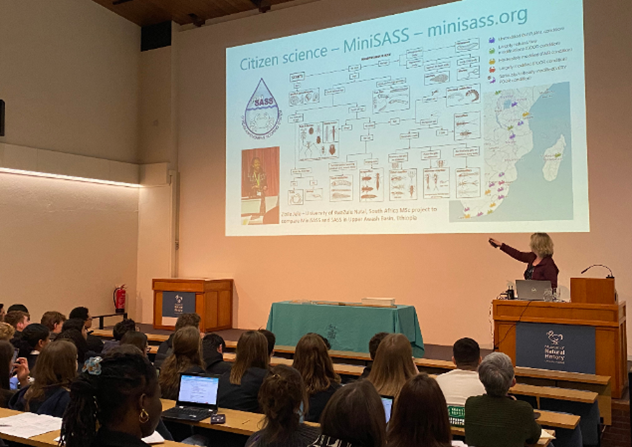 Nancy Gladstone talked about a range of citizen science projects using freshwater macroinvertebrate diversity to provide an indicator of water quality.