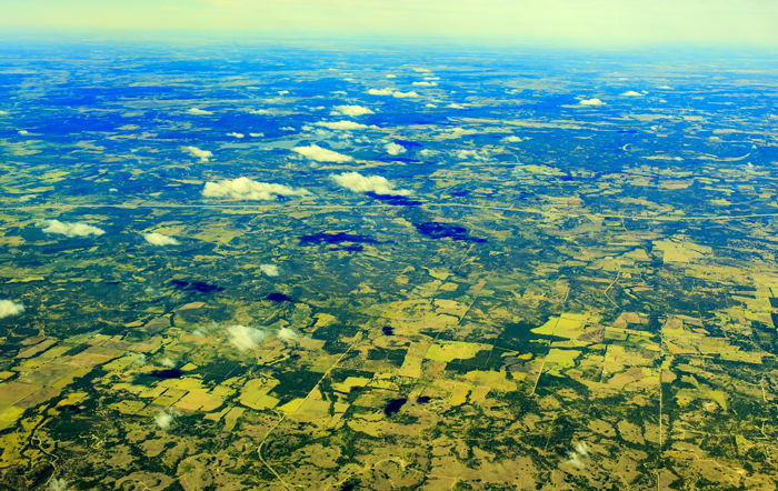 Aerial photo of clouds over fields