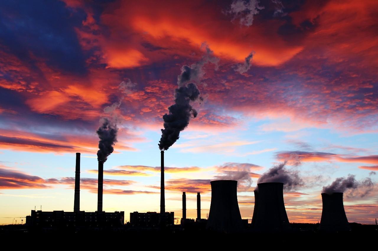 Factory at dusk