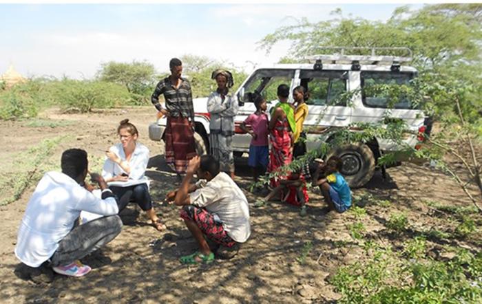 Catherine Fallon Grasham conducting interviews in Ethiopia