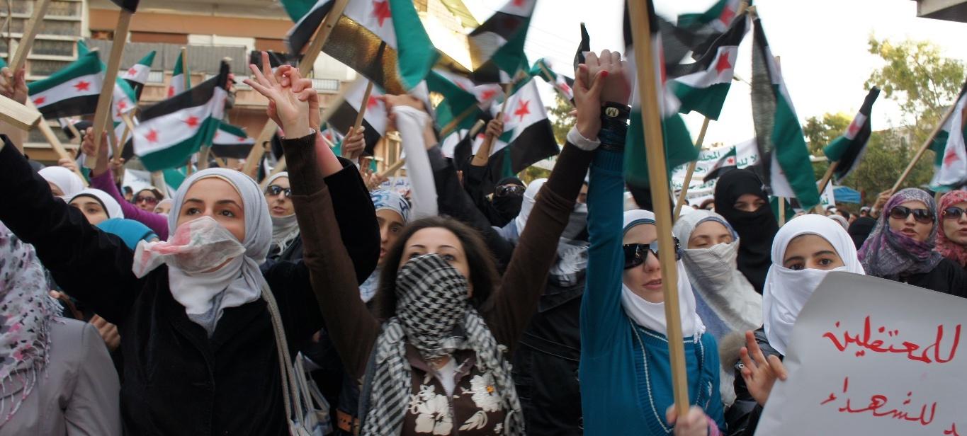 Women protesting in Homs 31 October 2011. Given to the author with a request of anonymity.