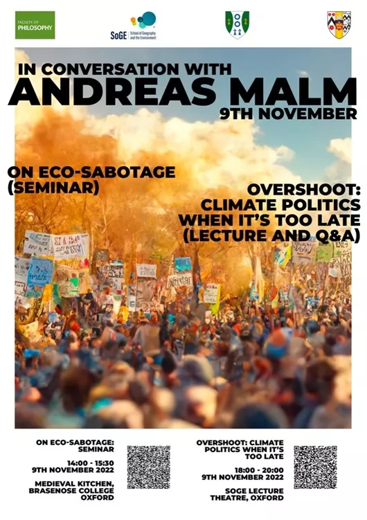 Andreas Malm at SoGE poster