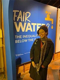 Aissa Dearing at the Fair Water? Exhibition launch, November 24th 2023