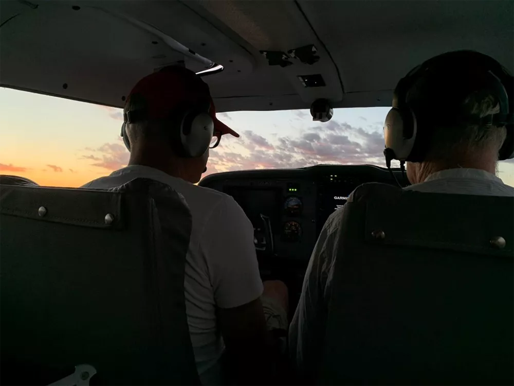 Richard Washington and pilot Quentin Hurt take off from Upington airport for an early morning research flight.