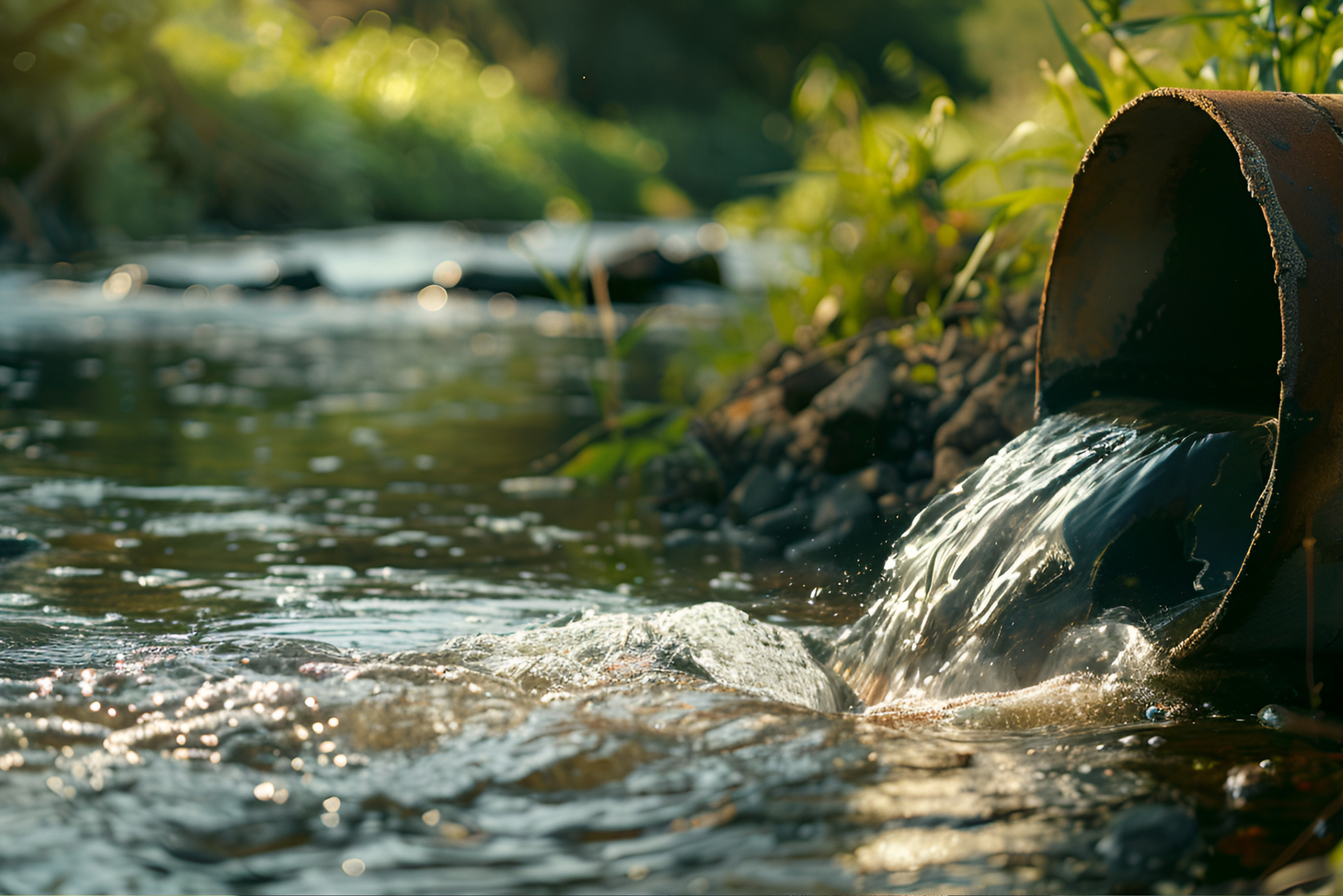 Sewage pouring into a river. 