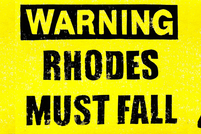 Warning: Rhodes must fall sign