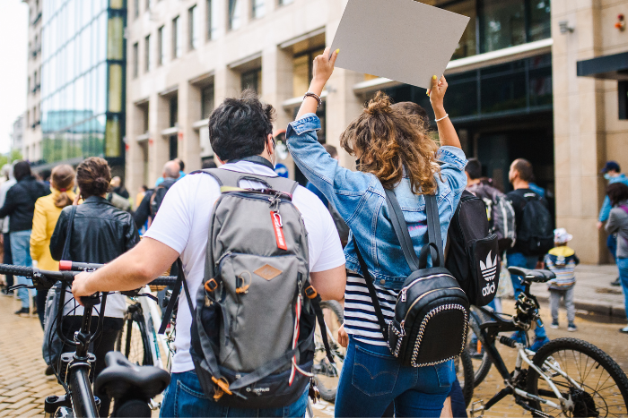 Protesters feature box size