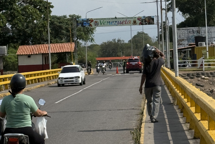 Walking on bridge to Venezela
