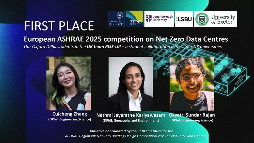 Oxford DPhil students win the European ASHRAE 2025 student competition on Net Zero Data Centres