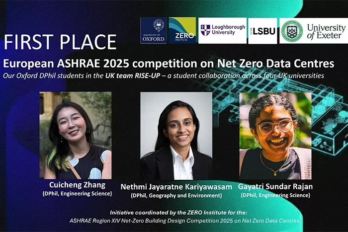 Oxford DPhil students win the European ASHRAE 2025 student competition on Net Zero Data Centres