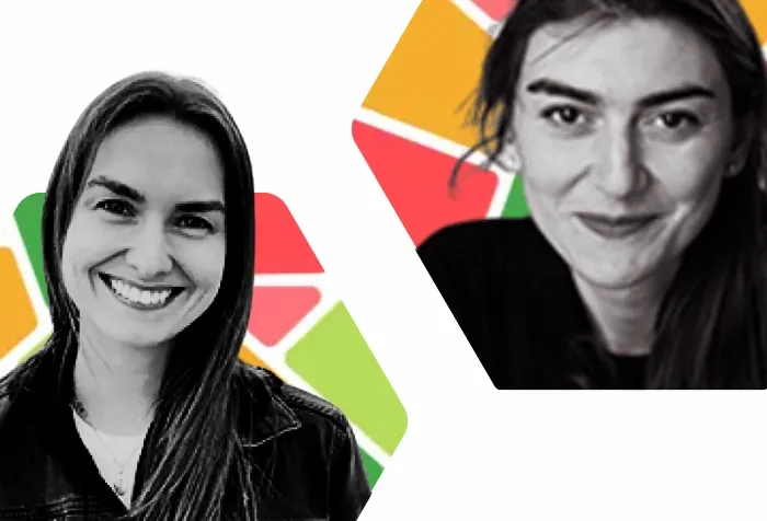 Ariell Ahearn (right) and Natasha Wallum headshots on SSD pattern
